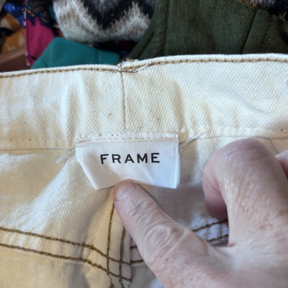 Frame Le Slouch Women's Ivory Cargo Jeans Size 28 - Picture 13 of 16